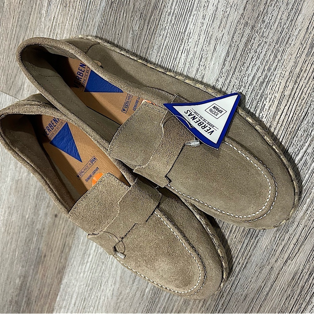 Verbenas Spain Jute Loafers Tan Leather Suede New NWT
